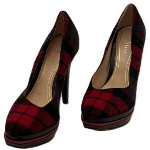 Cole Haan Nike Air "CHELSEA" Plaid Wool Slip-On Stiletto Platform Heels Size 6B